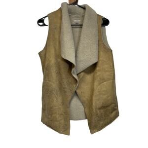 Urban Outfitters Ecote Tan Suede Faux Fur Sleeveless Vest Size S‎